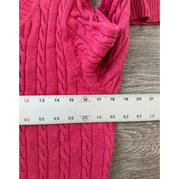Eddie Bauer EUC Knit V-neck Long Cardigan Sweater Pink Size L Button Down - Picture 3 of 5